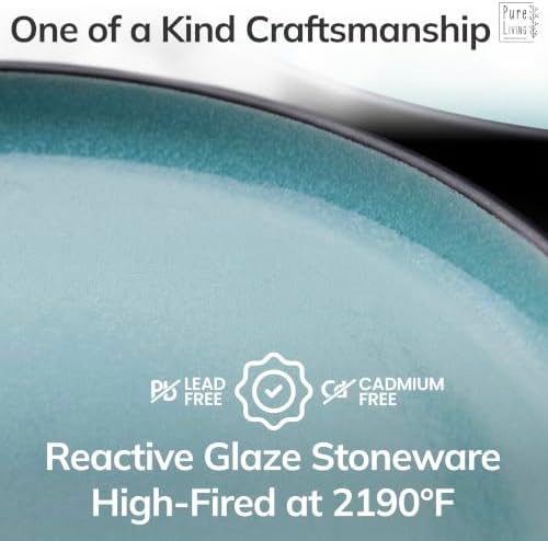 24 Piece Stoneware Dinnerware Set for 8, Handcrafted Plates and Bowls Set - Image 5