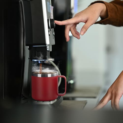 VEGOND 14 oz Insulated Coffee Mug Bulk with Handle, Stainless Steel Travel Coffee Mug with Lid, Double Wall Vacuum Metal Coffee Cup, Coffee Tumbler Powder Coated, Red 8 Pack - Image 6