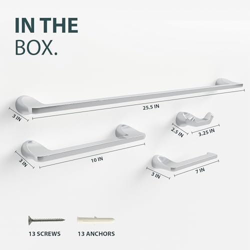 Mega Handles Bathroom Accessory Set Polished Chrome - 4-Piece, Towel Bar - Image 3
