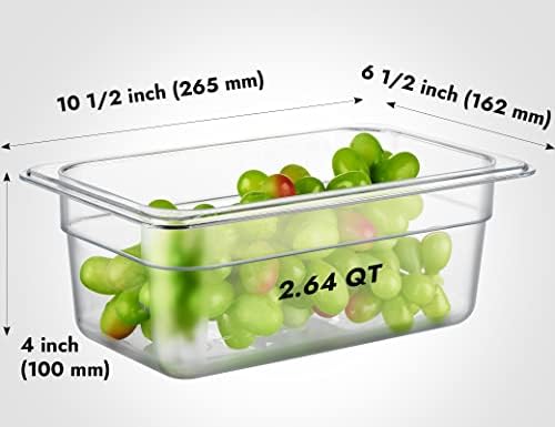 CURTA 6-Pack 1/4 Size 4" Deep NSF Polycarbonate Food Pans | Dishwasher & Freezer Safe Clear Container for Prep Tables, Buffet, Salad Bar, Commercial & Home Kitchen - Image 2
