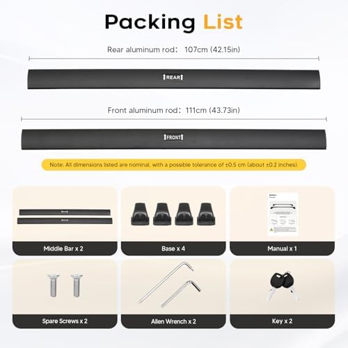 Powerty 268LBS Roof Rack Cross Bars for 2019-2025 Hyundai Palisade SE/SEL/XRT/Limited/Calligraphy with Fulsh Side Rails, Lockable Aluminum Roof Crossbars Rooftop Luggage Racks for Palisade Accessories - Image 3