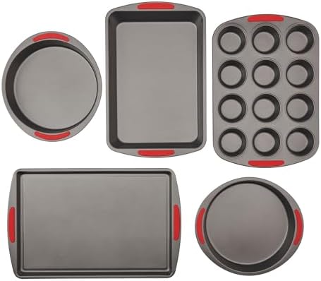 GoodCook 5-Piece Mega Grip Nonstick Bakeware Set – Cookie Sheet Pan, 2 9” Round Cake Pans, 13” x 9” Bake & Roast Pan, 12-Cup Muffin Pan - Baking Supplies, Baking Pans Set by GoodCook