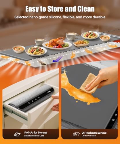 Warming Mat for Food, 46x15 Inch, Dark Grey, Fast Heat, Child Lock - Image 5