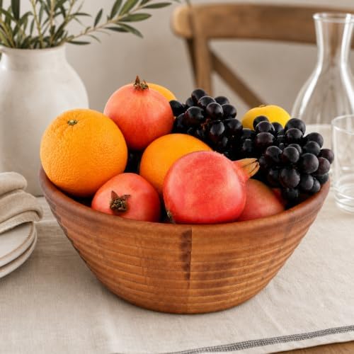 Arthur Court Large Acacia Wooden Hive-Style Salad Bowl - Unique Serving Bowl for Fruits, Snacks, and Salads - 5" H x 12" Diameter - Image 3