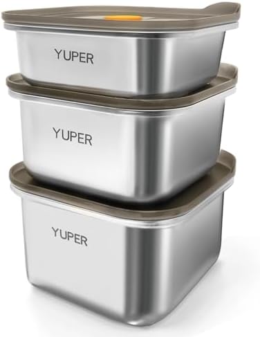 YUPER Stainless Steel Food Containers, 3 Pack (17+27+33OZ) by YUPER
