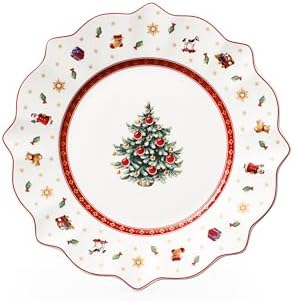 Villeroy & Boch Toy's Delight Christmas Collection Salad Plate, Premium Porcelain, 9.5 in Diameter, White/Multicolored, Christmas Tree Center Design by Unknown
