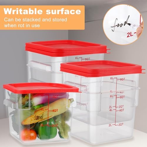 Ziliny 10 Sets 6 Qt Dough Proofing Container with Lid, Red - Image 5