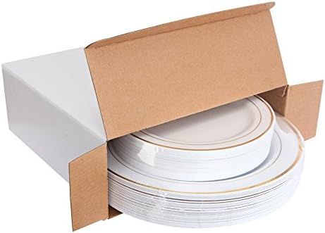 WDF 60PCS White Gold Plates Disposable - Gold Thanksgiving Plastic Thab Plates, Including 30-10.25inch Gold Dinner and 30-7.5inch Salad/Dessert for Thanksgiving/Friendsgiving/Fall Harvest - Image 5