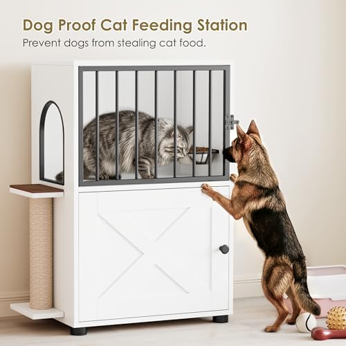 Dog Proof Cat Feeding Station, Dog Proof Cat Feeder, Cat Food Table, White - Image 6
