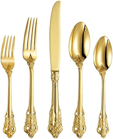 KEAWELL Luxury 20-Piece 18/10 Stainless Steel Flatware Set (Gold) by KEAWELL