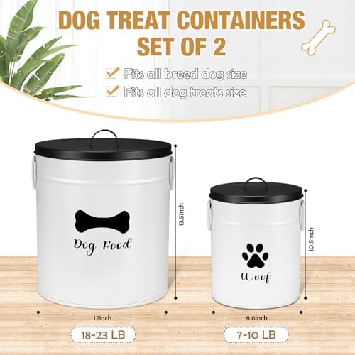 DoubleFill Extra Large 23+10 lb Metal Dog Food Storage Containers, White - Image 2