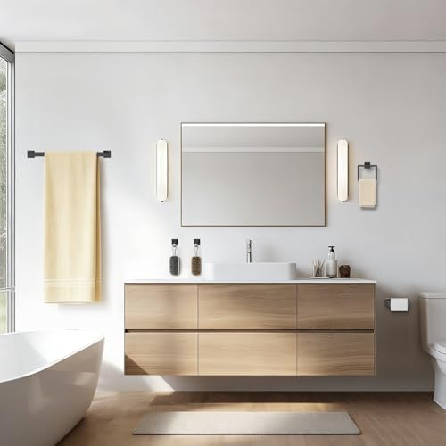 5 Pieces Towel Bar Set Matte Black Bathroom Hardware Accessories Set Stainless Steel Wall Mounted,23.6 Inch Towel Bar - Image 7