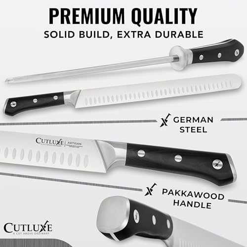 Cutluxe Butcher Knife Set, Brisket, Breaking & Boning Knife with Honing Rod - Image 2