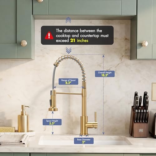 GIMILI Kitchen Faucet with Pull Down Sprayer Brushed Gold - Image 2