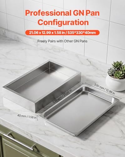VEVOR Countertop Food Serving Display Container, 2 Tier Stainless Steel Food Salad Server Tray, Buffet Condiment Dispenser, Ice Cooled Rack with Clear Roll Top Cover, for Restaurant Hotel (1/1 Pan x2) - Image 6