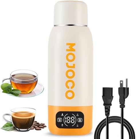 MOJOCO Portable Travel Kettle - 20oz Double Wall Vacuum Insulated Stainless Steel Kettle for Coffee, Tea - Leak Proof Portable Small Water Boiler for RV, Camping by Mojoco