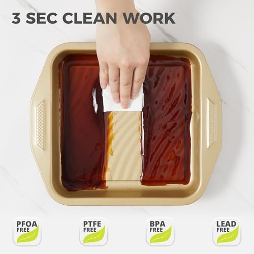 9-Piece Nonstick Bakeware Set, Non-Toxic Baking Pans Set, Gold - Image 4