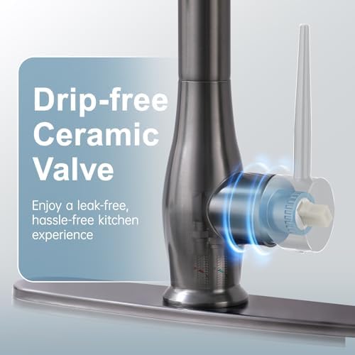 GIMILI Black Stainless Kitchen Faucet with LED Light and Pull Down Sprayer - Image 6