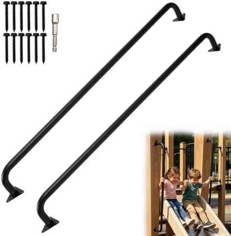 2 Pcs Black 42”Metal Playground Safety Handles for Indoor & Ourdoor by ICokin