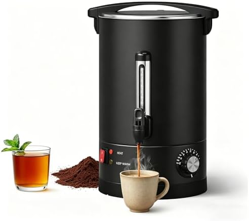12 L/80 Cups Coffee Urn, Double-Wall Stainless Steel Commercial Coffee Maker, Large Percolator Pot Dispenser Hot Water Urn, Quick Brew, Stays Hot for Tea & Beverage at Events & Catering - Black by PioneerWorks