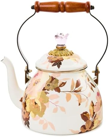 MACKENZIE-CHILDS Tea Kettle, 2 Quarts, Wild Rose White by Unknown