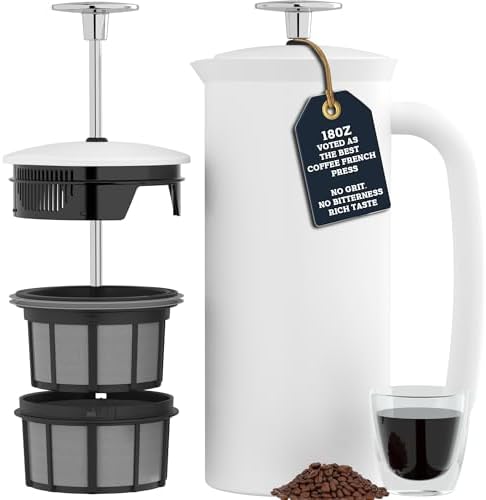 ESPRO P7 French Press, 18oz, Matte White, Stainless Steel Coffee Maker by ESPRO