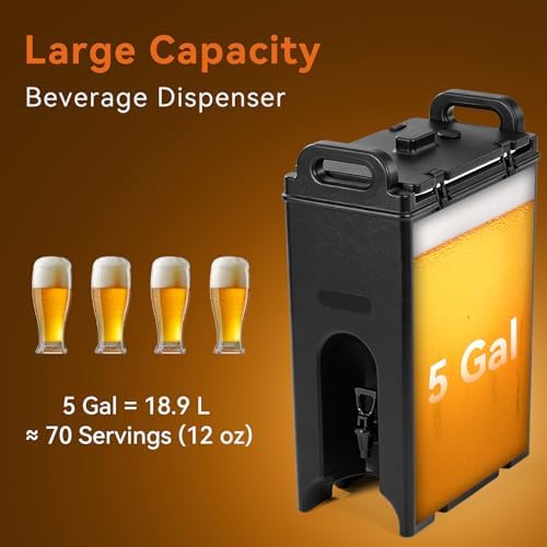 Insulated Beverage Dispenser 5 Gallon Set of 2, Food-grade LLDPE Hot and Cold Beverage Server, Thermal Drink Dispenser with Two-Stage Faucet Handle for Restaurant, Included Cup Holder - Image 6