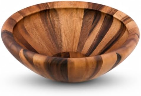 Arthur Court Acacia Wood Salad Bowl - Modern Wavy Design for Fruits and Salads - 6" Tall, 16" Diameter - Image 7