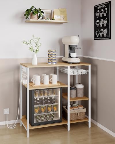 VASAGLE Kitchen Baker’s Rack, Steel Frame, Wire Basket, 6 Hooks - Image 4