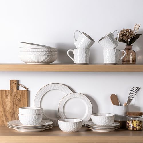 GBHOME Ceramic Dinnerware Sets of 4,12 pcs Plates and Bowls Sets Dishes - Image 6