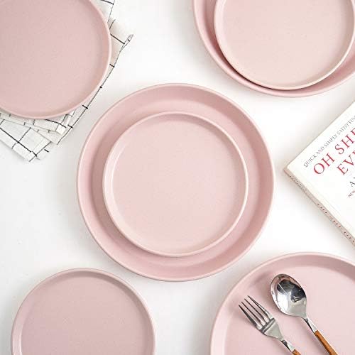 Stone Lain Albie Stoneware 16-Piece Modern Dinnerware Set, Kitchen Plates and Bowls Sets, Service for 4, Pink, Microwave & Dishwasher Safe - Image 4