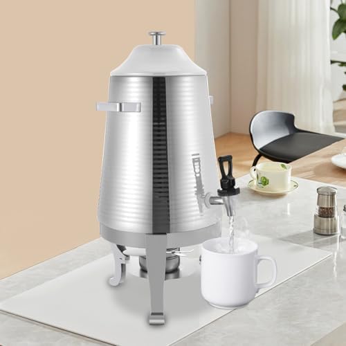 3.43Gallon Stainless Steel Hot Beverage Dispenser,Coffee Chafer Urn with Spigot&Fuel Holder,Cold&Hot Drinks Dispenser for Milk Coffee Tea Juice - Parties Catering Buffet Event (Silver,A) - Image 3