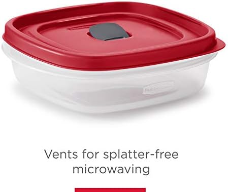 Rubbermaid 16-Piece BPA-Free Plastic Food Storage Set, Red Vented Lids - Microwave, Dishwasher Safe: Perfect for Meal Prep, Leftovers, and Kitchen Organization - Image 2