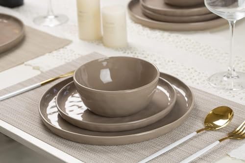 Famiware Mars Stoneware Dinnerware Set for 8, Cinnamon Brown - Image 2