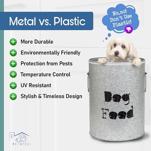 Medium Dog Up To 40lb Pet Food Storage Canister with Scoop – Durable & Airtight for Freshnesss, Minimalist Design & Recyclable, Medium Metal Container (Dog Bin - Medium Size) - Image 6