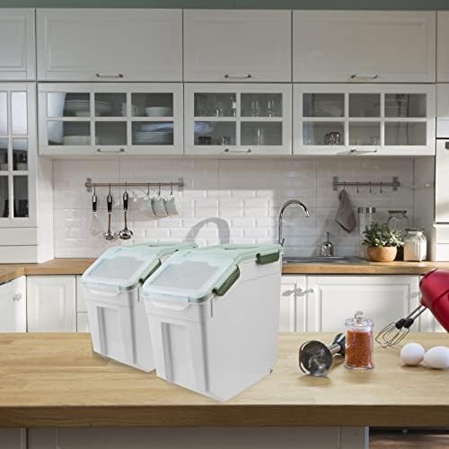 Large Flour Storage Container Bin 25lb, 4Pack Airtight Rice Storage Containers with Wheels Seal Locking Lid, BPA Free with Measuring Cup&Scoop for Flour, Rice, Grain(Green) - Image 6