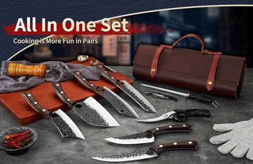 DRGSKL Serbian Chef Knife Set - 6 PCS Hand Forged Knife Set with Bag - Image 2