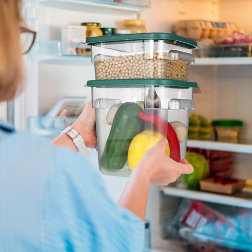 Suclain 8 Pcs Food Storage Container with Lids Set 2qt and 4qt Square Clear Commercial Containers with Scales Handles for Home Restaurant Kitchen Food Storage, Marinating Meat, Proof Dough (Green) - Image 6