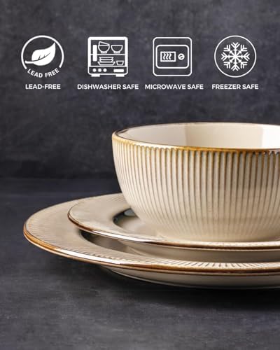 GBHOME Ceramic Dinnerware Sets of 6,18 pcs Plates and Bowls Sets Dishes - Image 3