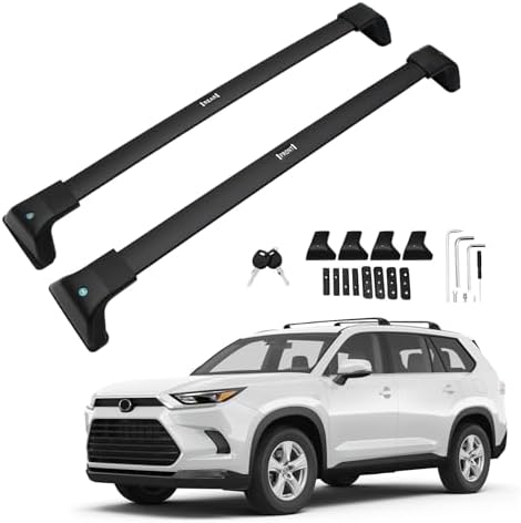 268LBS Roof Rack Cross Bars for 2020-2026 Toyota Highlander XLE/XSE/Limited/Platinum/Hybrid with Flush Side Rails(Not for L/LE/LE Hybrid), Lockable Roof Crossbars Rooftop Luggage Racks by Powerty