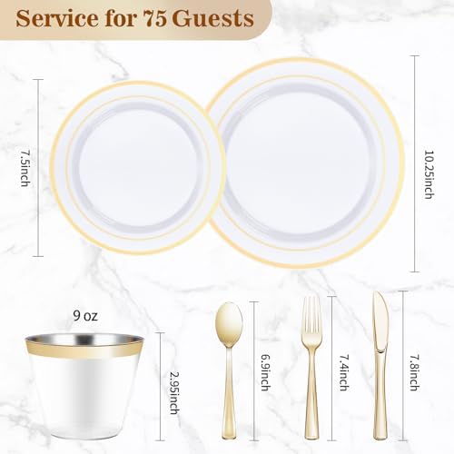 BESTVIP 450PCS Gold Dinnerware Set for 75 Guests, - Image 2