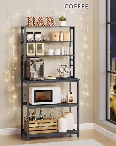 VASAGLE Coffee Bar, 31.5 Inches 6-Tier Baker's Rack with 6 Hooks - Image 4