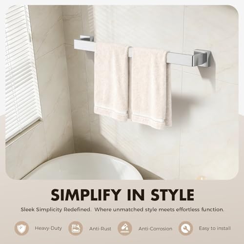 20-Pieces Brushed Nickel Bathroom Accessories Set, 24 Inch Towel Bar Set - Image 2