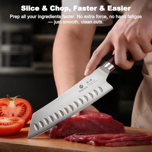 imarku Japanese Santoku Knife 7 Inch, 10Cr15CoMoV 3-Layer Stainless Steel - Image 7