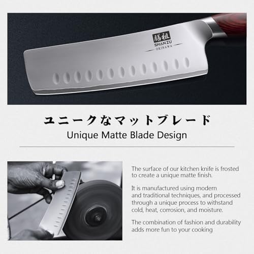 SHAN ZU 7 In Nakiri Knife, 10Cr15MoV High Carbon Stainless Steel Chef Knife - Image 6