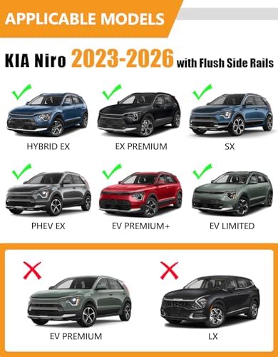 KINGGERI 300lbs Roof Rack Cross Bars for Kia NIRO 2023-2026 - Image 2