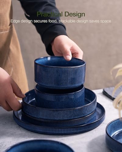 Famiware Star Plates and Bowls Sets, 18pc Modern Stoneware Dinnerware for 6 - Image 6