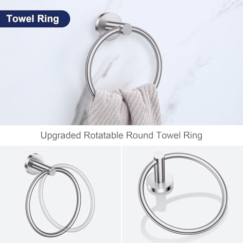 Lairuier 5-Piece Bathroom Hardware Set, Brushed Nickel Towel Bar Wall Mount - Image 3