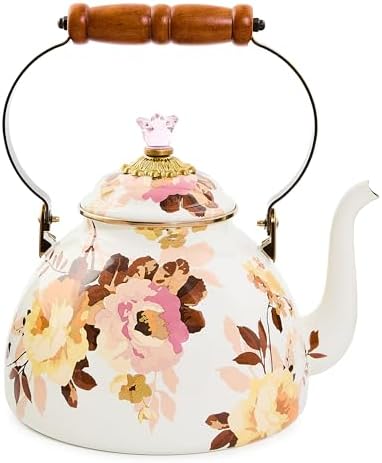MACKENZIE-CHILDS Tea Kettle, 3 Quarts, Wild Rose White by Unknown