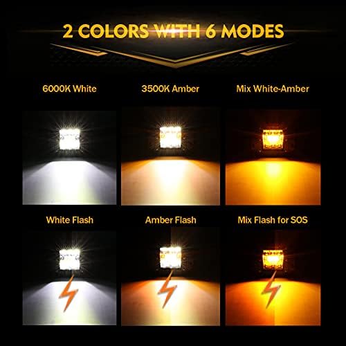 Auxbeam 5 Inch Pod Lights 72W White Amber Strobe Offroad Flush Mount Light - Image 2